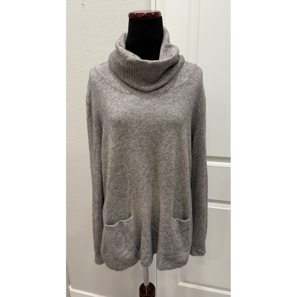 Repeat Cowl Neck Wool & Cashmere Tunic Womens Sweater Gray w/pockets 42 L